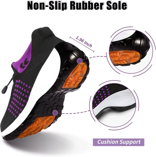 Vista 3 de STUNAHOME Zapatos deportivos ortopédicos transpirables para mujer, zapatos para caminar sin cordones, cómodos, informales, zapatos atléticos