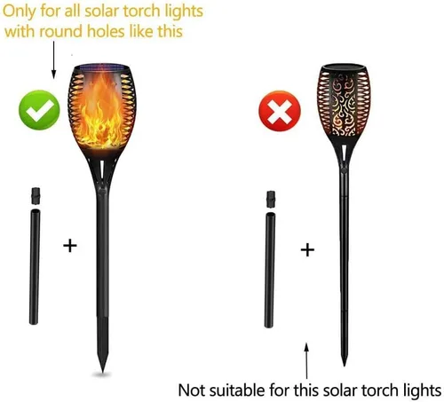 Vista 3 de YoungPower Kit de extensión de poste de plástico y juntas para linternas de llama solar de 12 pulgadas de extensión que hace que las antorchas Tiki