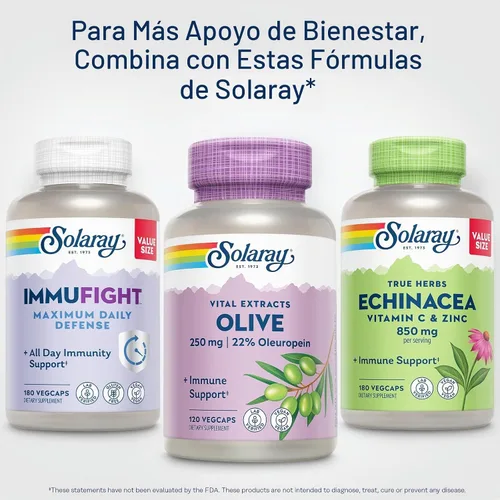 Vista 6 de SOLARAY Extracto de hoja de olivo suplemento al 22%, 250 mg 120