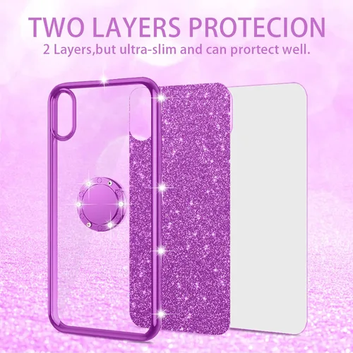 Vista 2 de nancheng Funda de teléfono para TCL A3X (A600DL), funda para Alcatel TCL A3X niñas y mujeres, bonita funda de silicona transparente con purpurina
