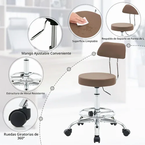 Vista 5 de FIRAVOE Silla de dibujo de oficina (taburete de oficina rodante) (reposapiés de altura ajustable, silla de masaje de 19.5 a 26.6 pulgadas), taburete