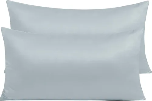 Vista 49 de NTBAY Fundas de almohada de satén con cremallera para cabello y piel, juego de 2 fundas de almohada estándar de lujo con cremallera oculta, 20 x 26