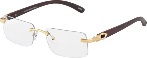 Vista 4 de Elite Slim - Gafas de sol rectangulares sin montura de metal y madera Art Aviator Multicolor
