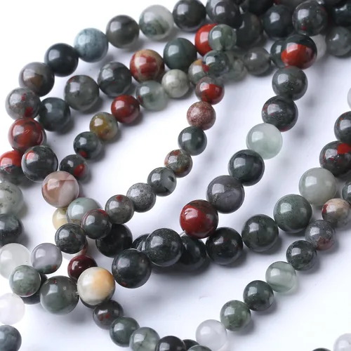 Vista 3 de 6 mm Cuentas redondas sueltas de piedra de sangre africana Cuentas naturales de gemas Cuentas de piedra de energía de cristal para hacer joyas