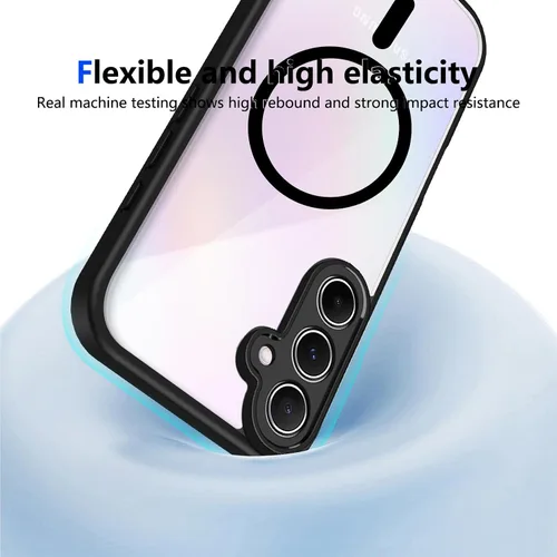Vista 627 de Funda magnética transparente compatible con Xiaomi 17T, color negro 2 en 1 PC + TPU cubierta de teléfono a prueba de golpes, carcasa protectora