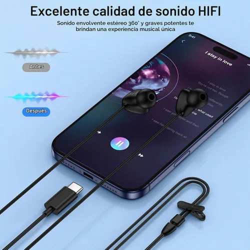 Vista 3 de Samsung S26 - Auriculares USB C para Samsung Galaxy S26 Ultra S25 S24 S23 S22 S21 A36 A56 A16 A17 con cable tipo C con micrófono control de volumen