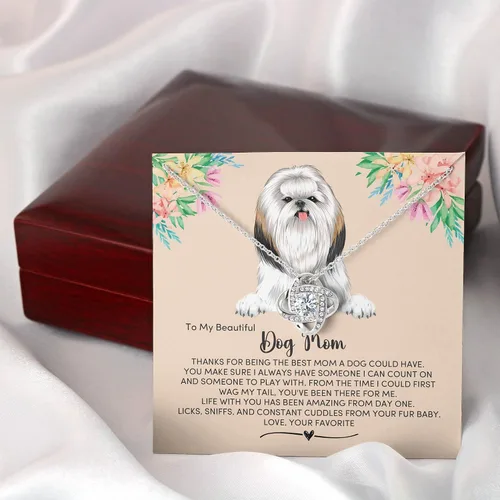 Vista 8 de Shih Tzu Dog Mom, Necklace for My Shih Tzu Fur Mom, Shih Tzu Dog Portrait Message Card for my Dog Mum, Dog Mom Jewelry Present Pet Owner Present