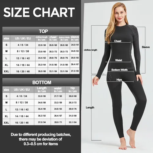 Vista 6 de UNIQUEBELLA Ropa interior térmica para mujer, capas base térmicas para mujer, ropa de esquí de compresión atlética larga
