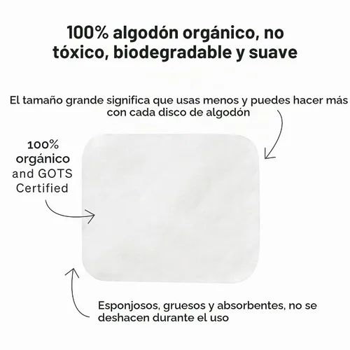 Vista 4 de LoveNoobs - Almohadillas de algodón para bebé, 60 unidades, cuadrados