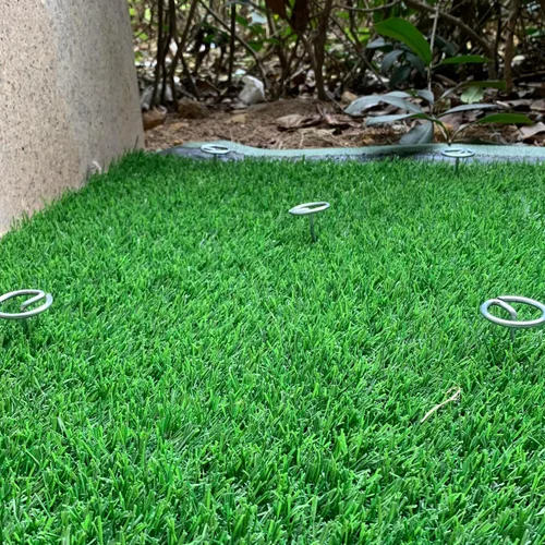Vista 6 de Palmhomee Grapas de jardín galvanizadas antioxidantes para jardín, pasadores circulares para paisaje, cubierta del suelo, estacas de tela