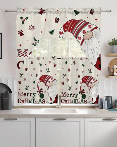 Vista 17 de Cenefa de árbol de copo de nieve, cenefa con dobladillo para barra, paneles de cortina para dormitorio, sala de estar, baño, cafetería, ventanas