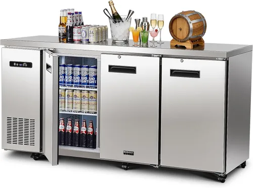 Vista 15 de BODEGA BODEGACOOLER - Enfriador comercial de barra trasera con 2 puertas sólidas, refrigerador de barra de altura de mostrador comercial de 12 pies