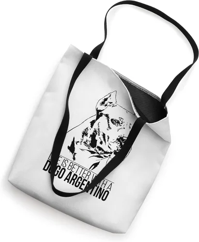 Vista 2 de Life is better Dogo Argentino dog saying dog Tote Bag