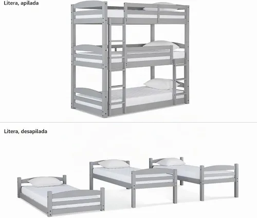Vista 3 de Dorel Living Phoenix Triple Litera, Gris
