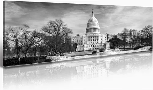 Vista 7 de JiazuGo Phoenix Skyline Arte de Pared en Lienzo - Paisaje Urbano de Arizona Enmarcado (14x48 Pulgadas) Negro y Blanco con Amarillo, Decoración