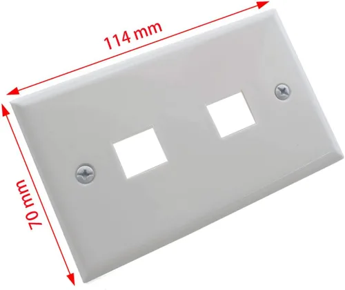 Vista 3 de Placa de pared Ethernet RJ45 CAT.6, paquete de 1 placa frontal de acoplador en línea de conector Keystone de red Cat6 con conector de módulo RJ45