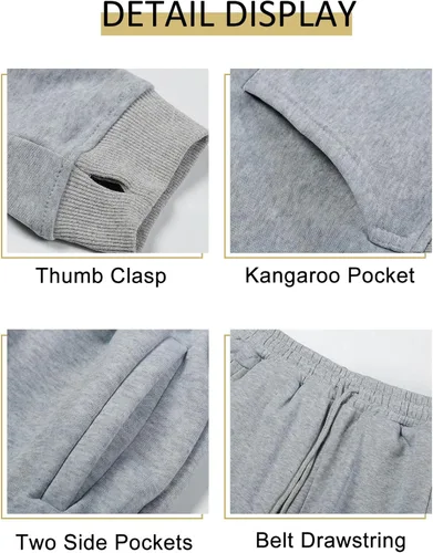 Vista 30 de Kissonic Conjunto deportivo de forro polar para mujer, 2 piezas, sudadera con capucha y pantalones deportivos