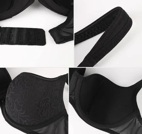 Vista 6 de DotVol Brasier tipo balconette con tirantes anchos de encaje y aros ligeramente acolchados para mujer