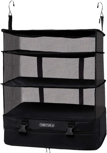 Vista 68 de TABITORA - Estantería portátil y plegable de gran capacidad con ganchos para colgar, ideal como almacenamiento para viajes