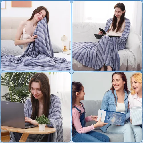 Vista 23 de Marchpower - Manta de enfriamiento para niños que duermen con calor, manta de lana fresca Arc-Chill con diseño de doble cara, fibra de enfriamiento