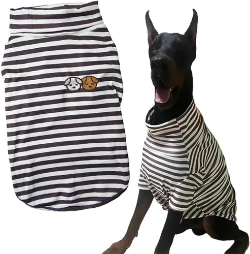 Vista 11 de Suéter de cuello alto para perro, lindo bordado de perrito, sudadera súper suave para perro, camisa para perro, suéter elástico a rayas para Raya