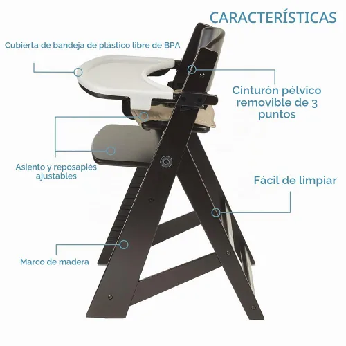 Vista 2 de Keekaroo Silla Alta Height Right con Bandeja, Espresso