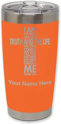 Vista 25 de LaserGram Vaso aislado al vacío de 20 onzas, versículo de la Biblia John 14-6, grabado personalizado incluido (negro) Engraved Gift for Christian
