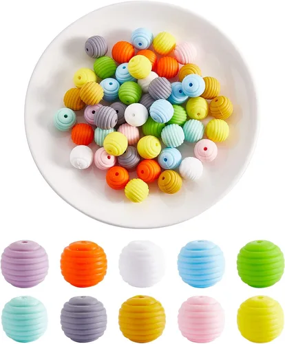 Vista 8 de 60 cuentas de silicona de cactus, coloridas cuentas espaciadoras sueltas de agujeros grandes para manualidades, collares, pulseras, aretes