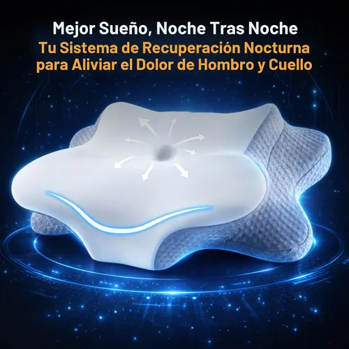 Vista 2 de Almohada cervical para el cuello – Almohada de espuma viscoelástica para aliviar el dolor de dormir, almohadas ergonómicas de contorno para dormir