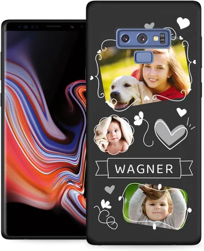 Vista 15 de Funda personalizada para Samsung Galaxy Note 9 con nombre de texto y foto - Funda suave y fina personalizable Note9 (negro)
