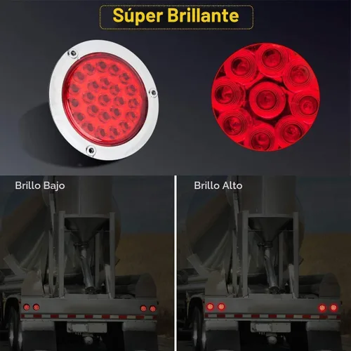 Vista 4 de NEW SUN Luces traseras redondas para remolque de 4 pulgadas, 24 LED de alta potencia de 12V con ojales y enchufe incluidos, compatible con Jeep 6