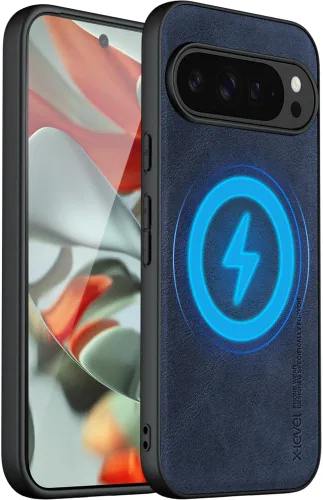 Vista 10 de X-level Funda protectora inalámbrica para Google Pixel 8 Pro, piel azul, ajuste delgado, con protección para lente de cámara