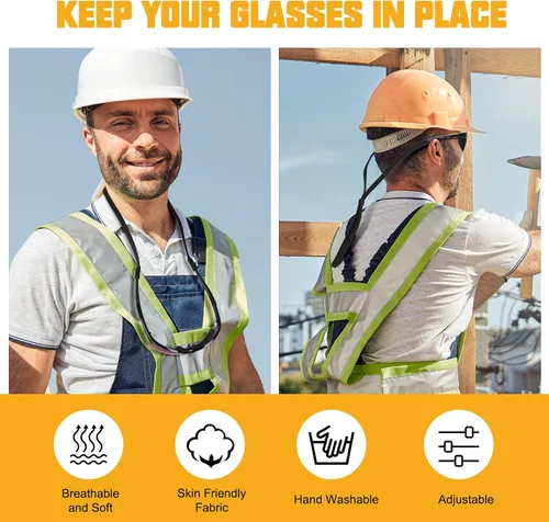 Vista 3 de OXG Safety Glasses with Adjustable Straps, ANSI Z87.1 Protective Eyewear, UV400 Anti-Scratch Work Glasses for Men Women