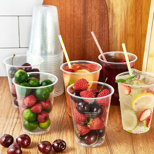 Vista 4 de Turbo Bee Paquete de 420 vasos de plástico desechables transparentes de 16 onzas, vasos para bebidas frías/calientes, recipientes de plástico