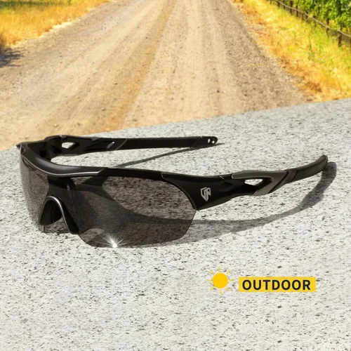 Vista 3 de UKNOW Lentes de sol fotocromáticos para hombres y mujeres, lentes de transición con lente de visión nocturna, gafas de sol deportivas para ciclismo