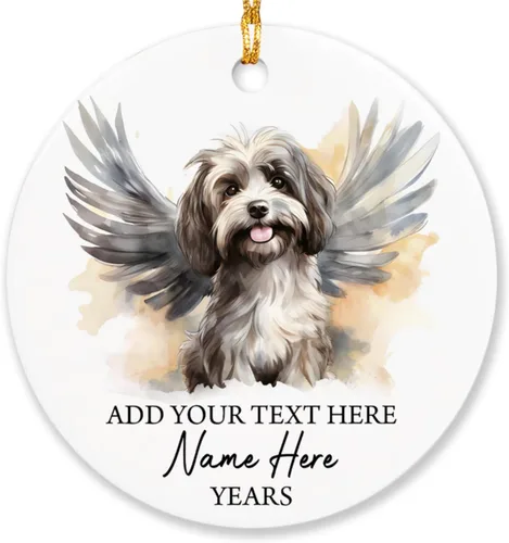 Vista 28 de Airedale Terrier - Adorno personalizado de alas de ángel para perro, regalo de pérdida de condolencias de mascotas, adorno de Navidad conmemorativo