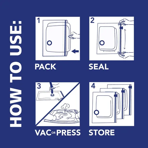 Vista 6 de Hefty Shrink-Pak - 4 bolsas grandes de almacenamiento al vacío para ropa, almohadas, toallas o mantas - Bolsas selladoras al vacío ahorradoras