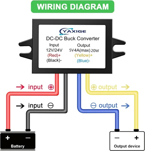 Vista 5 de DC 24V a 5V 4A (máx.) 20W Regulador de voltaje reductor - Módulo reductor impermeable (2 piezas)