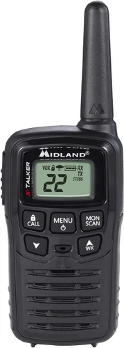Vista 2 de Midland T10 - Walkie Talkie FRS de 22 canales, radio bidireccional de hasta 20 millas, color negro (paquete de 4)