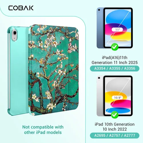 Vista 2 de CoBak Funda para iPad (A16) 11ª generación de 11 pulgadas 2025, iPad de 10.9 pulgadas 2022, funda protectora delgada con carcasa trasera translúcida