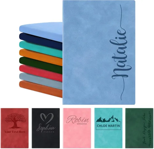 Vista 7 de Diario de cuero personalizado, diario personalizado con nombre de flor de nacimiento grabada, regalo de cumpleaños, oficina, Navidad, para mujeres
