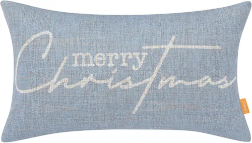 Vista 9 de Funda de almohada decorativa de Navidad de 12 x 20 pulgadas, funda de almohada lumbar de poliéster de Navidad, funda de cojín de granja para sofá