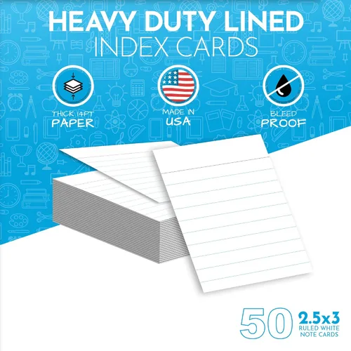 Vista 2 de Home Advantage Tarjetas de índice rayadas de 2.5 x 3 – Nuestro paquete de 50 tarjetas de notas rayadas utiliza cartulina resistente para hacerlos a