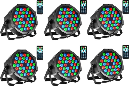 Vista 9 de Litake Luces DJ Par, RGB 36 luces LED de escenario activadas por sonido, luces LED elevadas controladas por control remoto y DMX, 7 modos de Paquete