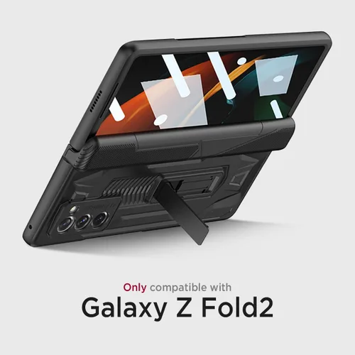 Vista 3 de Miimall Funda para Galaxy Z Fold 2 con protección de bisagra, protector de pantalla de alta transparencia, protector de bisagra magnético, soporte