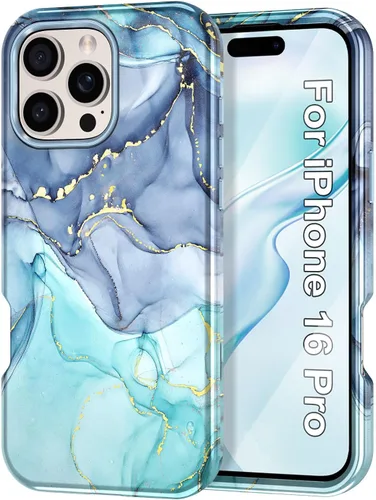 Vista 26 de Btscase Funda para iPhone 16 (2024), [probada en caídas de grado militar] Diseño de patrón de mármol delgado, resistente, a prueba de golpes