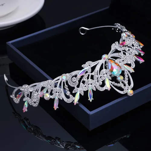 Vista 6 de Kamirola Diadema de coronas y tiaras de cristal para niñas o mujeres fiesta de cumpleaños boda graduación novia Navidad San Valentín