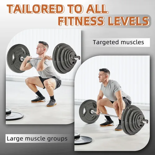 Vista 4 de Fitvids 2-Inch Olympic Cast Iron Plate Weight Plate Set with Clamps for Strength Training and Weightlifting