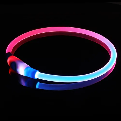 Vista 7 de Colaseeme Collar de perro con luz LED, 1 unidad recargable por USB, TPU brillante, luz de seguridad para perros pequeños, medianos y grandes, no Azul