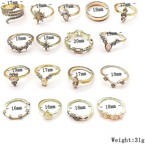 Vista 5 de YOOESTORES82 Juego de anillos bohemios dorados, anillos apilables para nudillos, vintage, de serpiente, juego de anillos apilables para mujeres